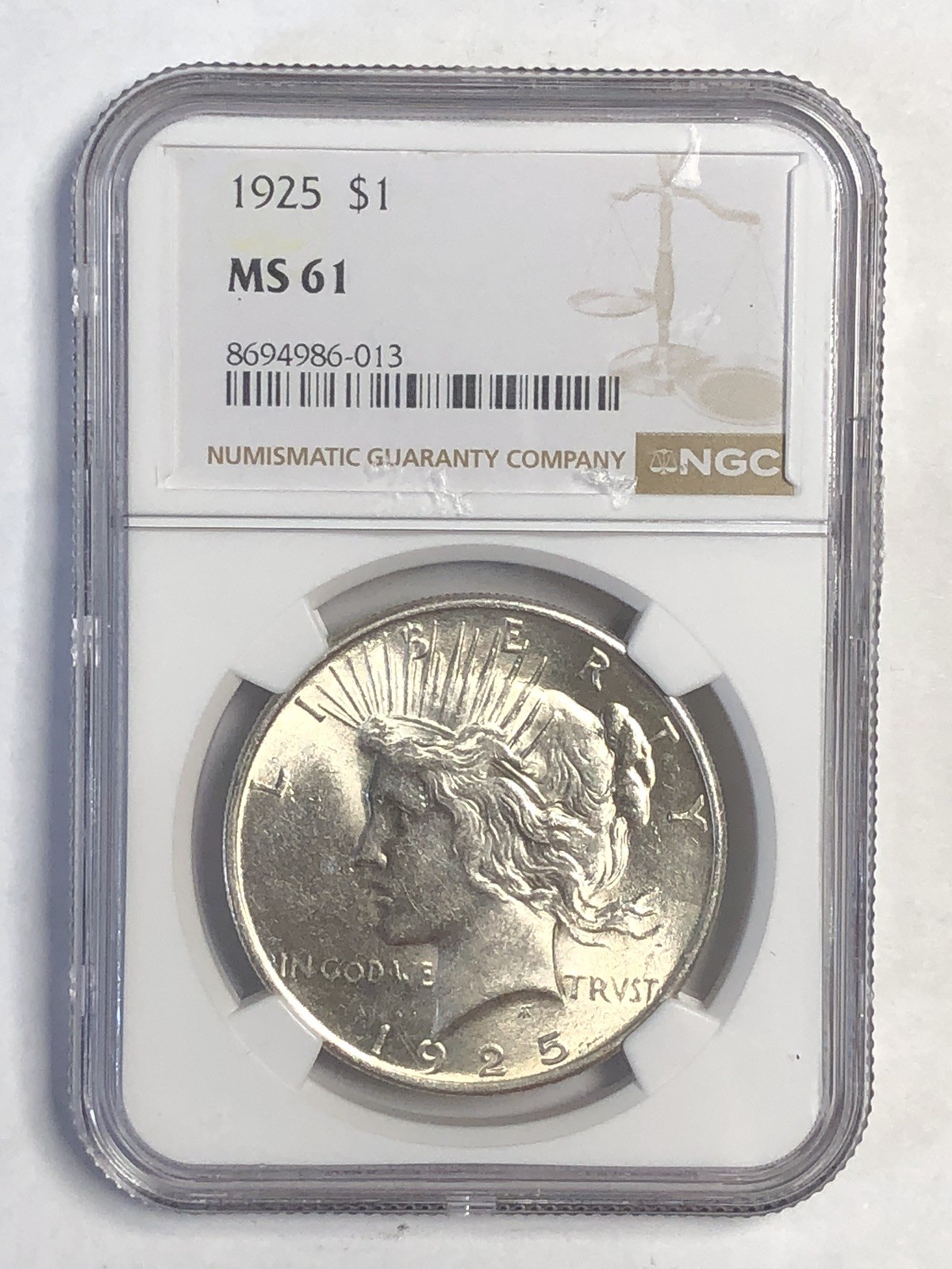 1925 Peace "NGC MS61"🔥LUSTEROUS OBV/REV/ STUNNING COIN/ CRISP WHITE💥💥✅