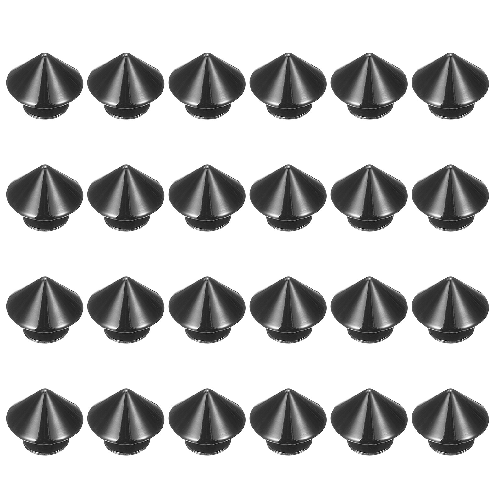 24 Pcs Cone Spikes and Studs Kit, 13mm Metal Spikes and Studs, Black