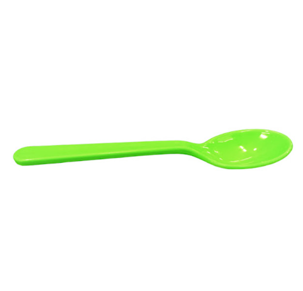Lime green plastic spoon
