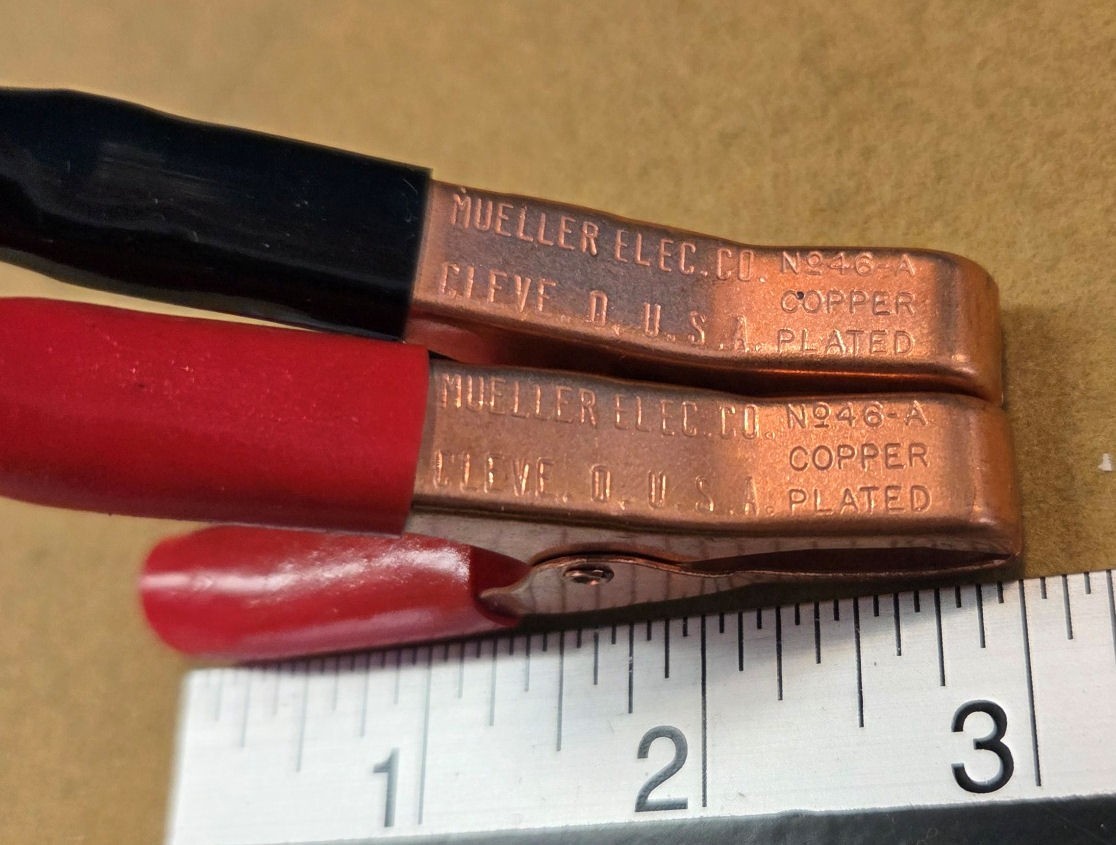 Mueller 46-A vintage copper alligator clips with insulators -  2 for 1 price