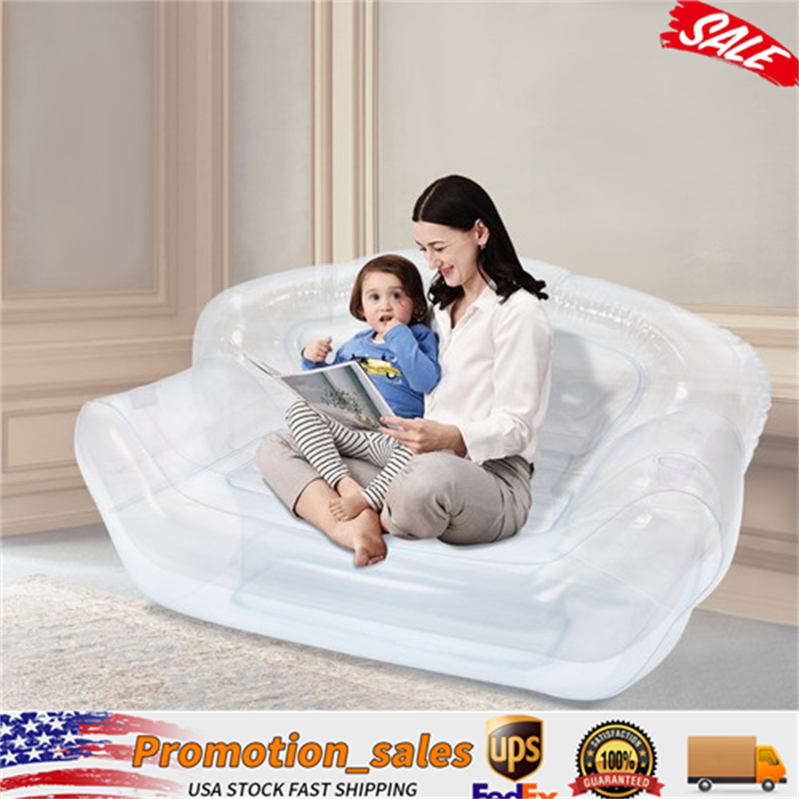 Portable Inflatable Sofa Double Person PVC Sofa Patio Camping Inflatable Couch