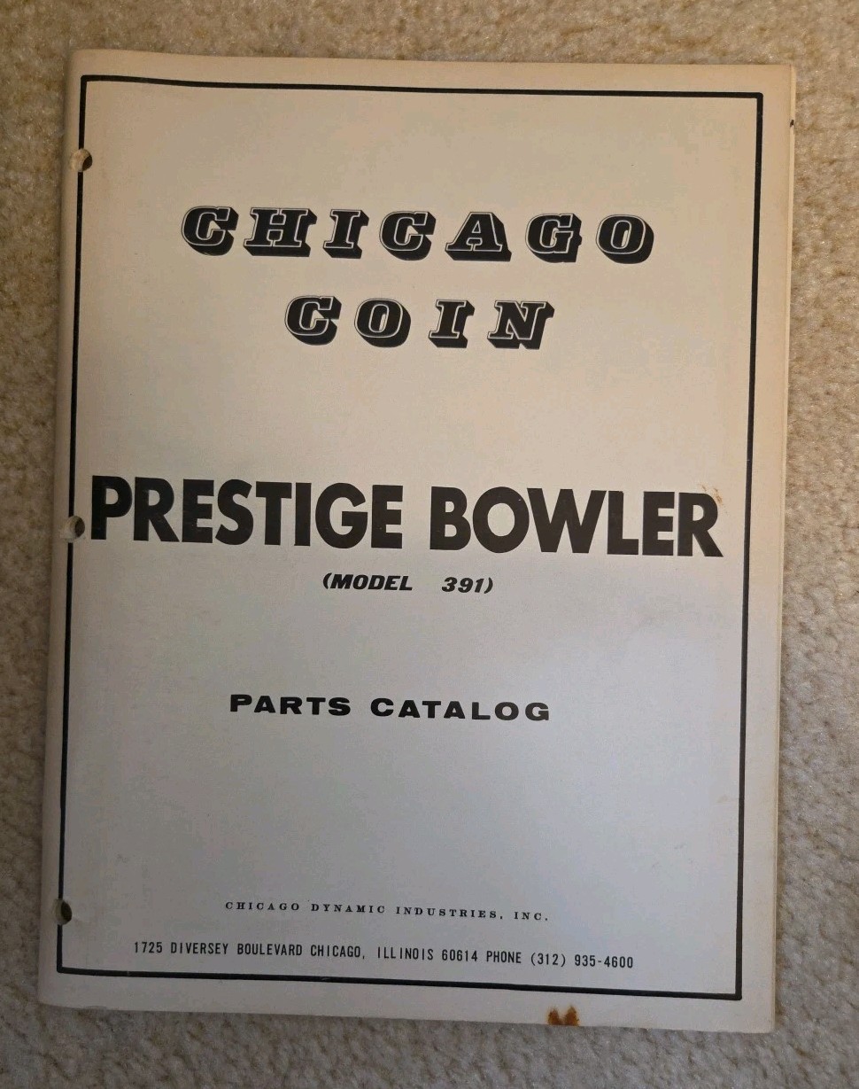 Chicago Coin Prestige Bowler Parts Catalog Model 391 Pinball Arcade