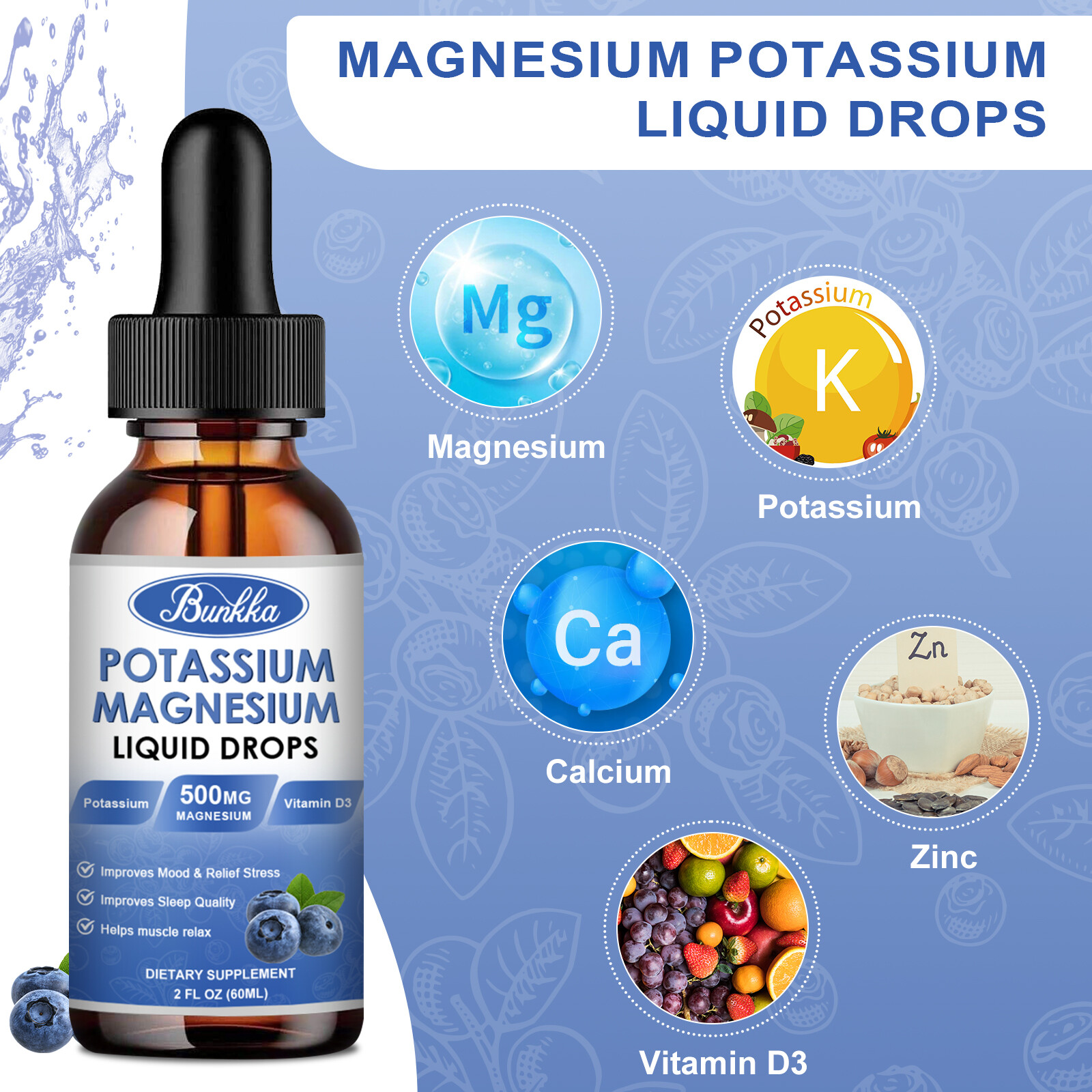 Potassium Magnesium Supplement Liquid - High Absorption Calm Magnesium Complex