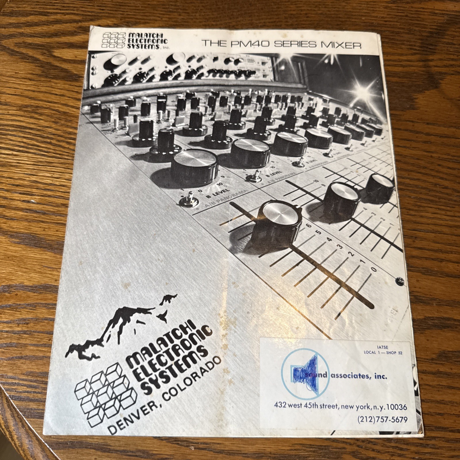 Vintage 1976 Malatchi electronic systems PM40 series mixer brochure Denver CO