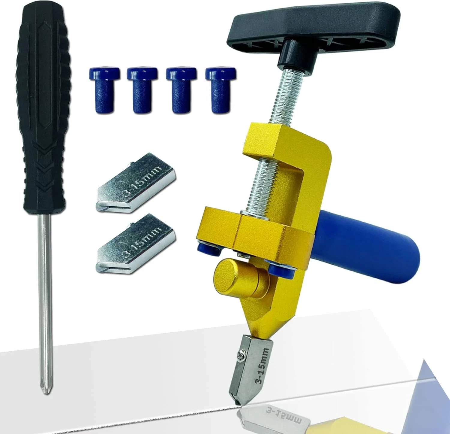 Glass Cutter Hand Tool, Manual Tile Cutter, 2 in 1 Glass Cutting Tool with Glass