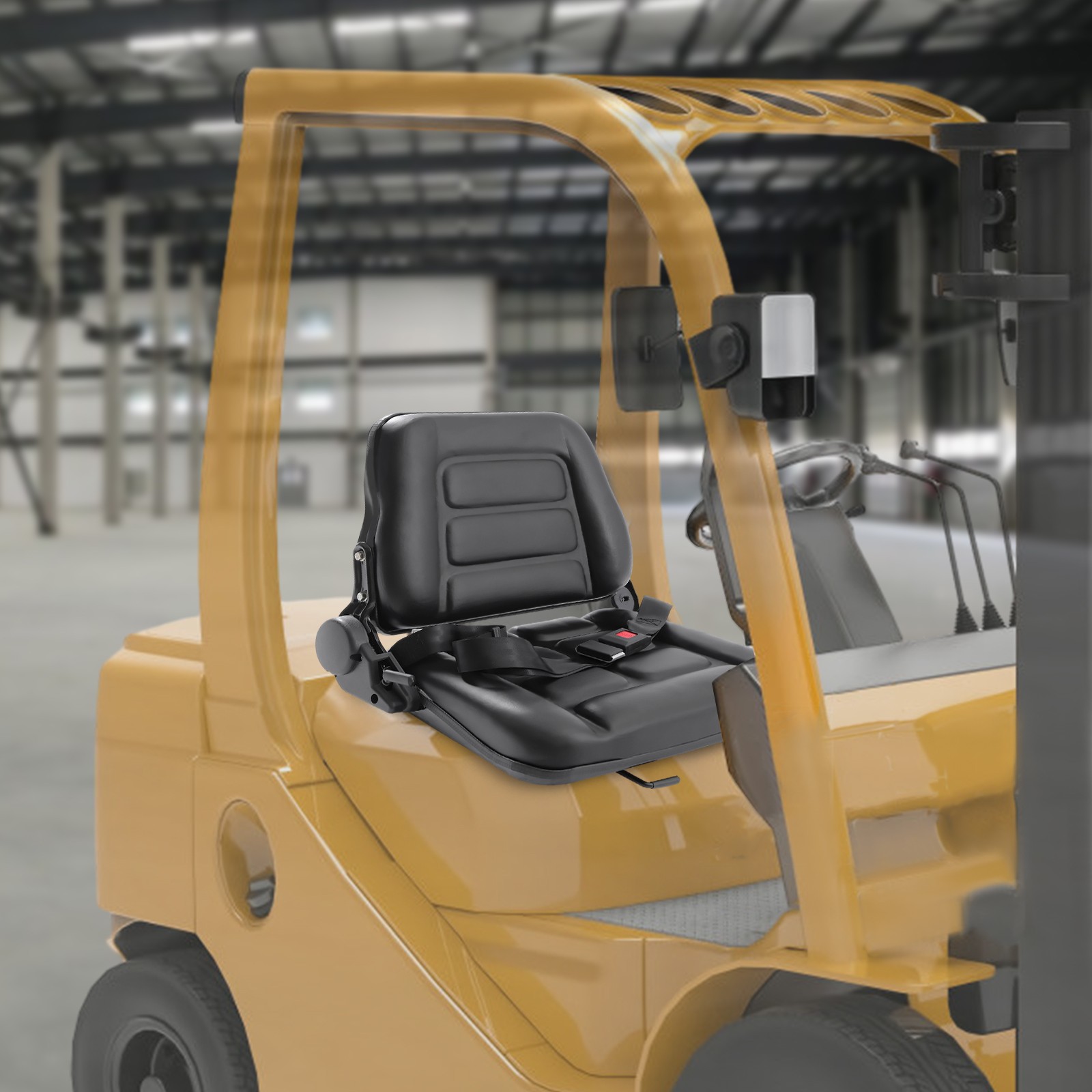 NEW UNIVERSAL FORKLIFT SEAT FITS CLARK CAT HYSTER YALE TOYOTA MITSUBISHI BLACK