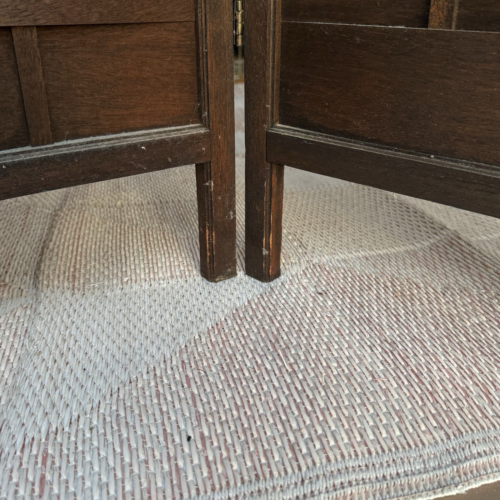 Japanese Mid Century Teak Shoji 4 Panel Folding Room Divider Screen 1960s