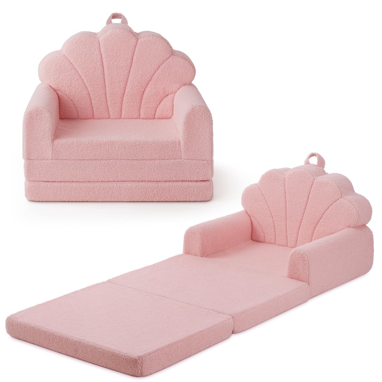 Kids Couch, 2-in-1 Soft Toddler Couch Fold Out, Toddler Chair Comfy, Converti...