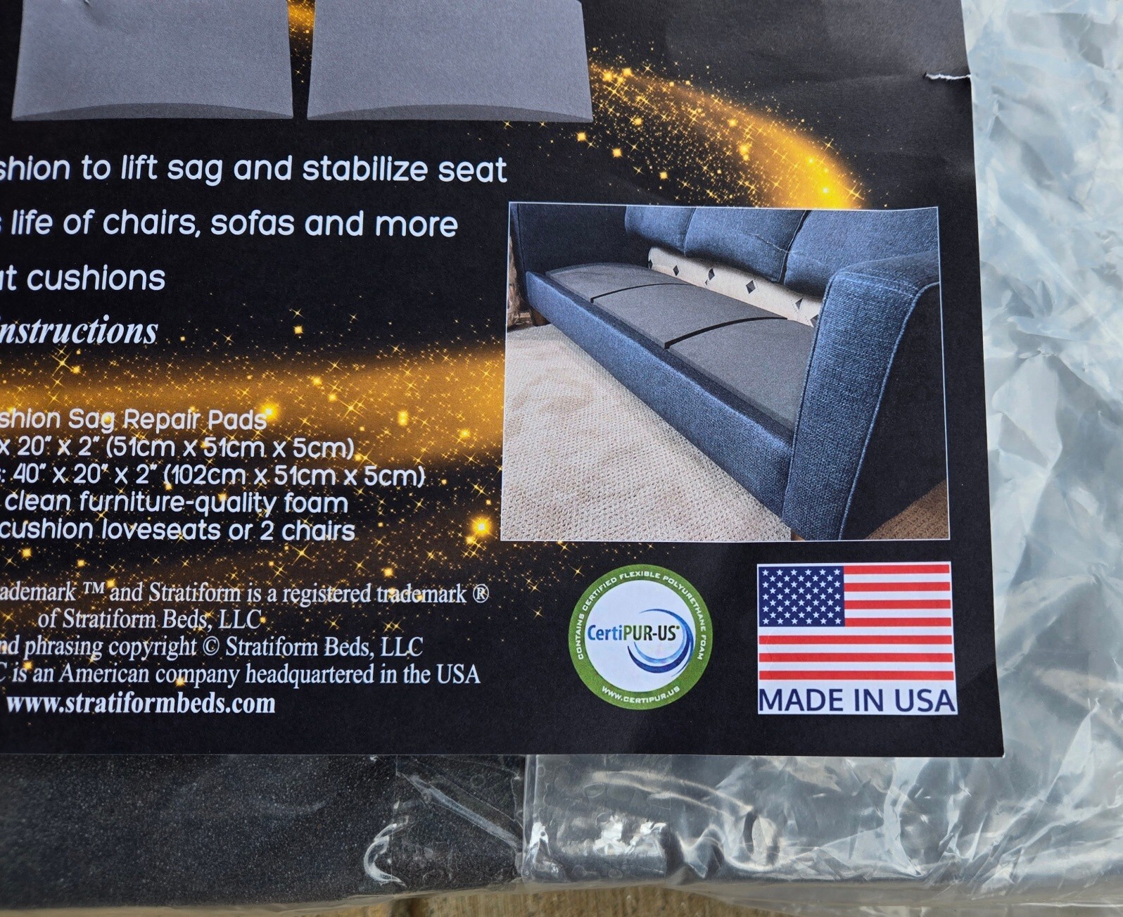Original Curve Cushion Sag Repair Density 2-Pack Firm 20”x20”x2" USA NEW (19A)