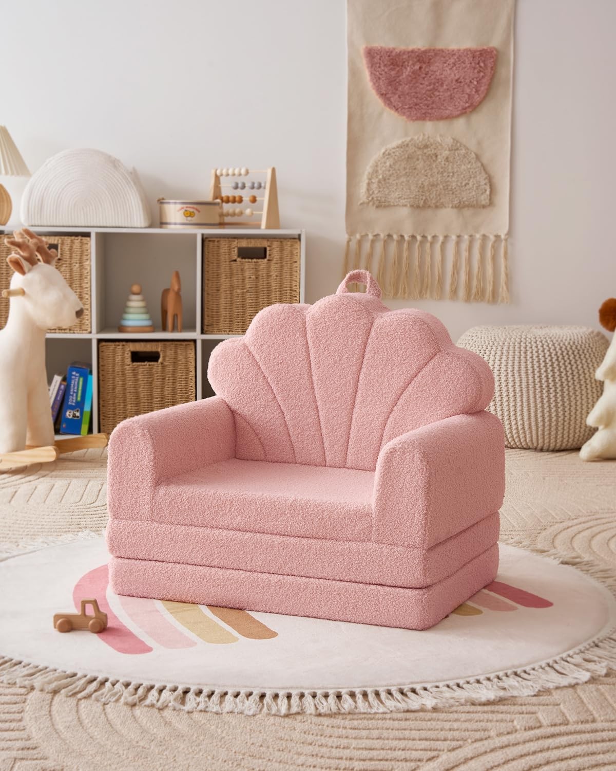 Kids Couch, 2-in-1 Soft Toddler Couch Fold Out, Toddler Chair Comfy, Converti...
