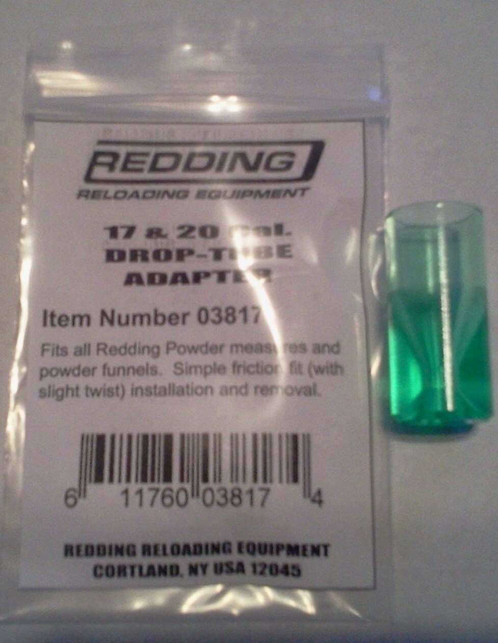 03817 REDDING DROP TUBE ADAPTER .17 & .20 CALIBER - BRAND NEW - FREE SHIP
