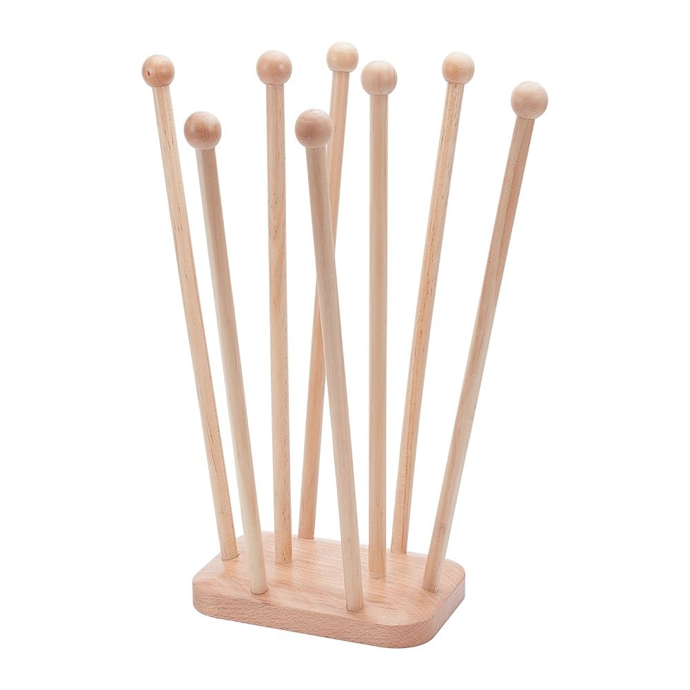 Plastic Bag Drying Rack, Reusable Bag Cup Drainer Holder with 8 Sticks Beech
