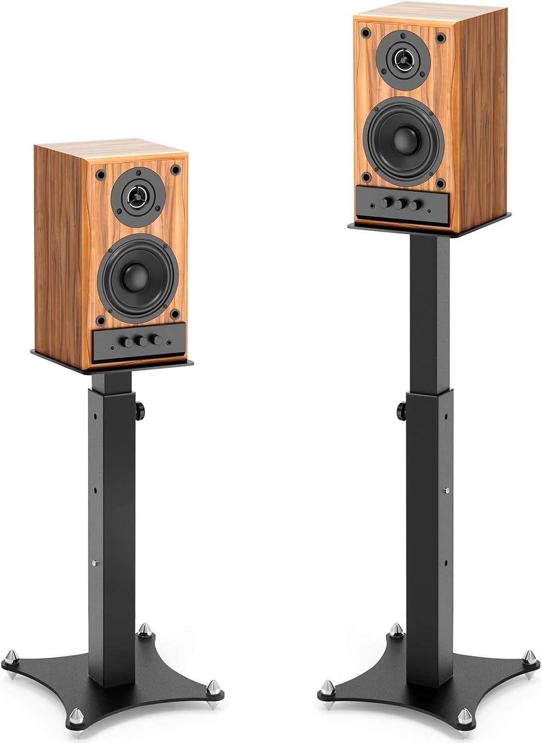 Adjustable Bookshelf Speaker Stands Pair, 20-27.5 Inch All-Metal Heavy Duty Hold