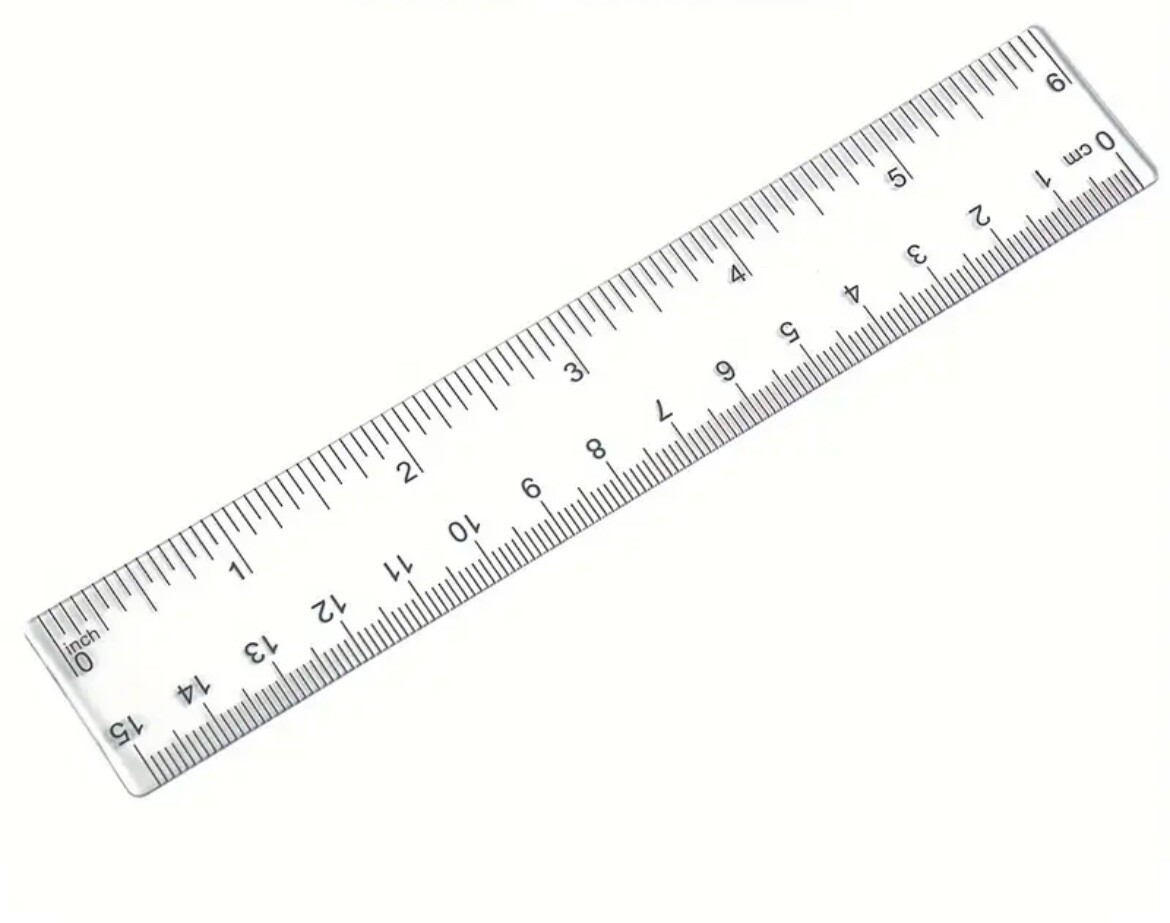 6 Inch Clear Ruler Light - 15 Centimeter/Inch Measure - Plastic Card For Grading