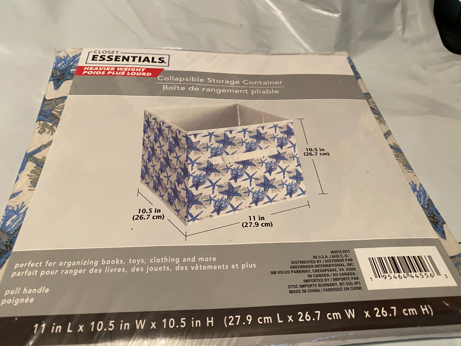 NIP Novelty Nautical Closet Essentials Collapsible Storage Container Star Fish