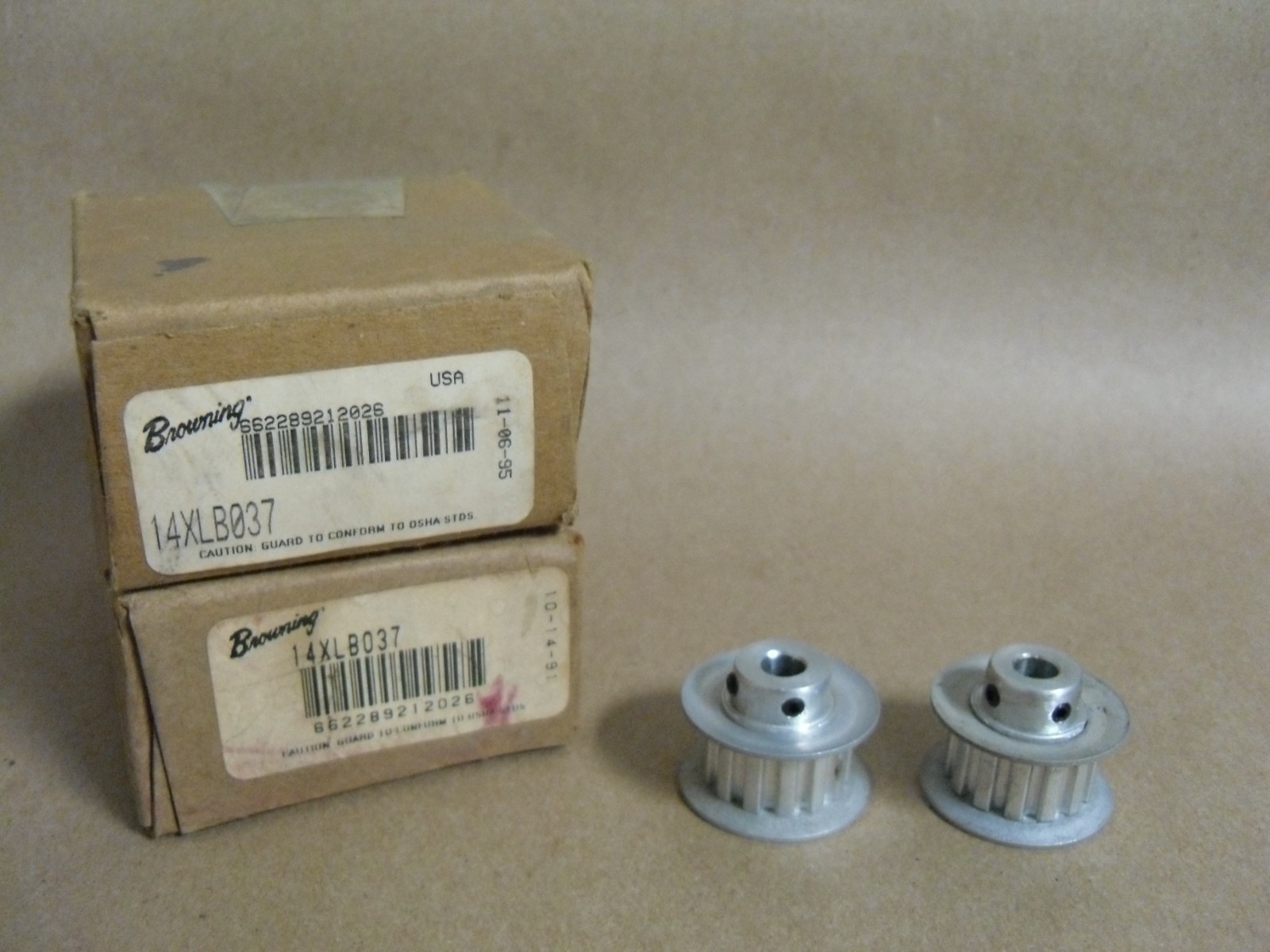 (Qty 2) BROWNING 14XLB037 ALUMINUM TIMING PULLEY
