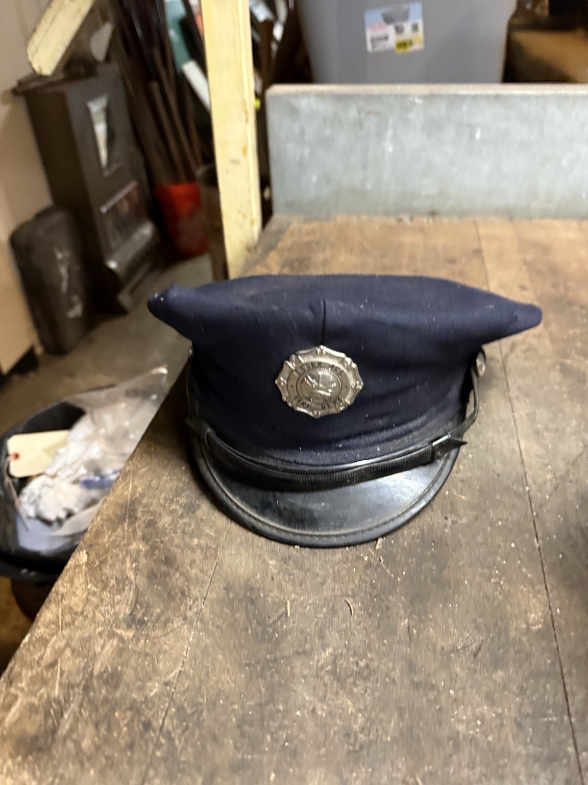 Vintage Obsolete Essex JCT VT Fire Dept Russell Uniform Workwear Hat Cap Badge