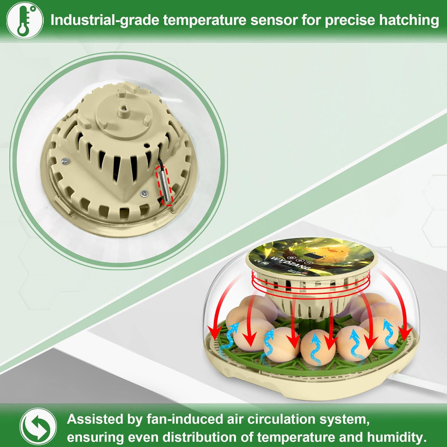 Smart Chicken Incubators for Hatching Eggs with Automatic Turner Small Poultry D