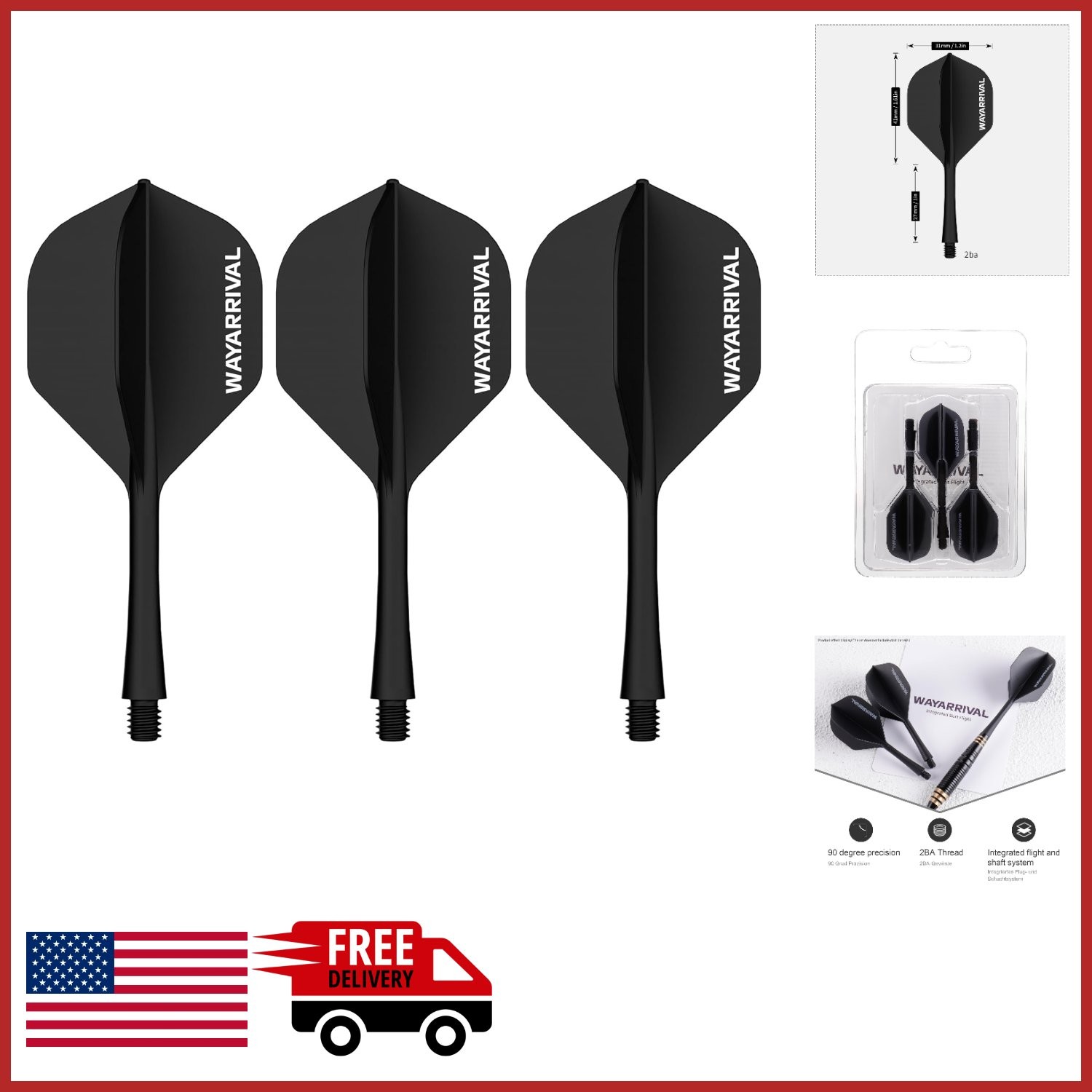 Durable Dart Flights with Stems for Easy Setup, Compatible with 2BA Darts