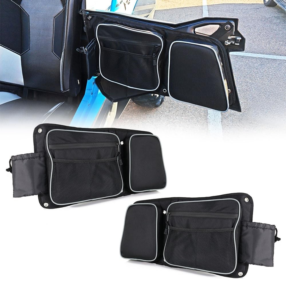 Rear Door Bags for RZR, Waterproof Zipper Side Door Storage Bags with Knee Pa...