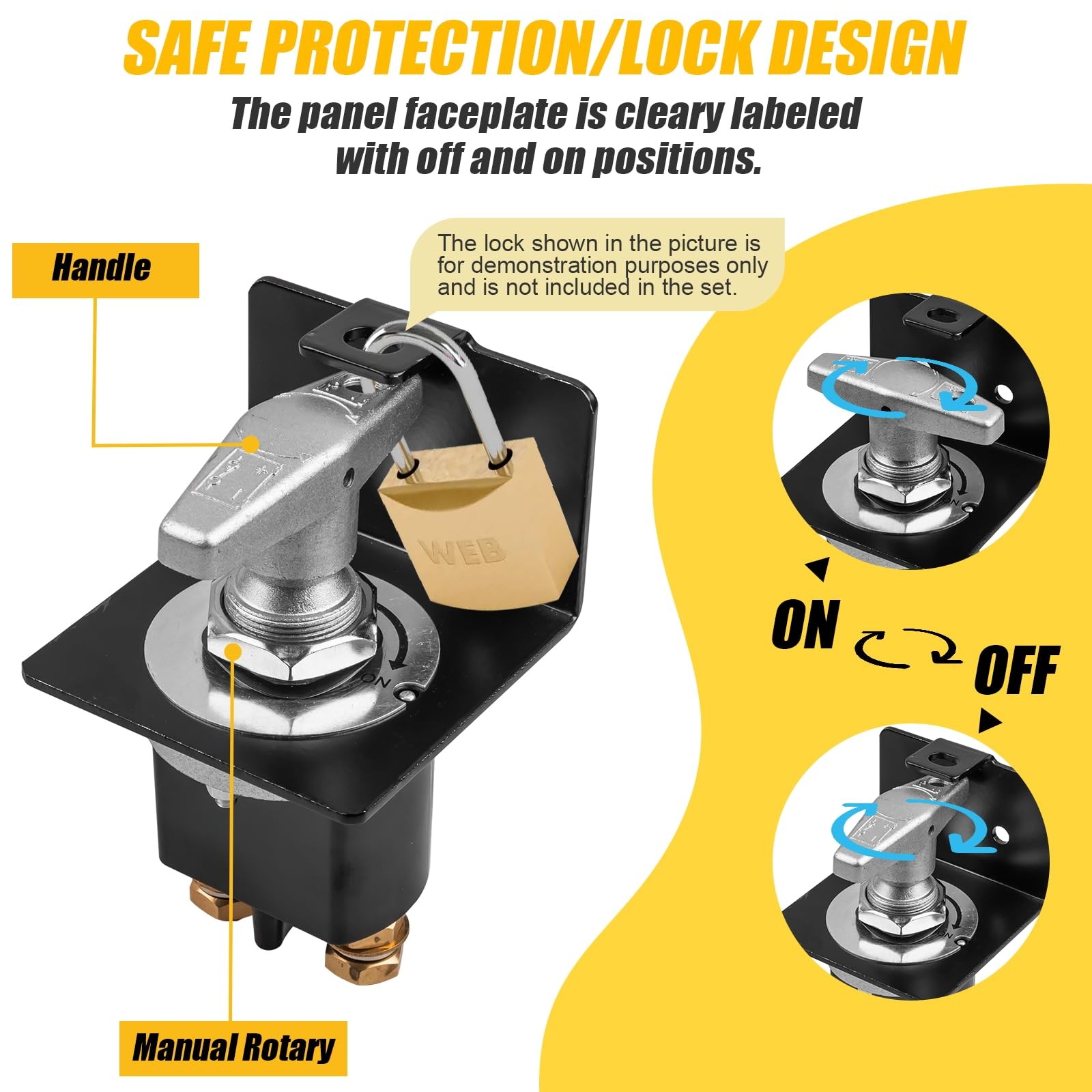 500A High Current Battery Disconnect Switch, 12-36V Cut Off Switch...