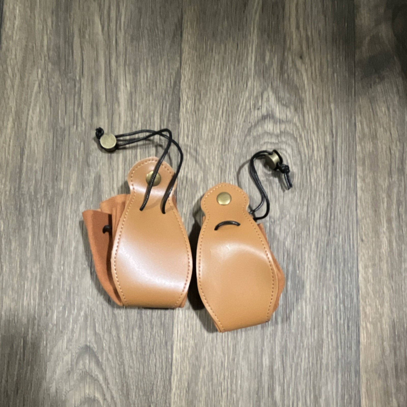 Leather Brown Archery Finger Tab and Accessory Pouches Set of 2