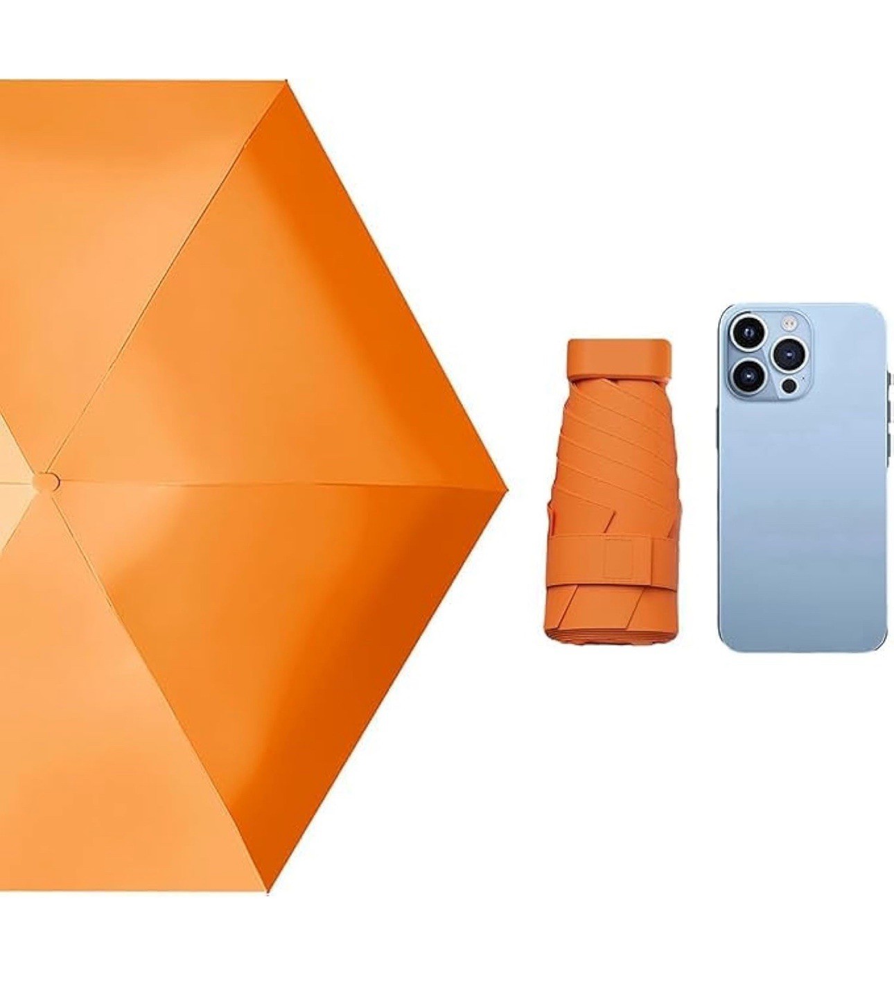 Mini Travel Sun Umbrella for Purse - Small Compact UV Protection, Orange