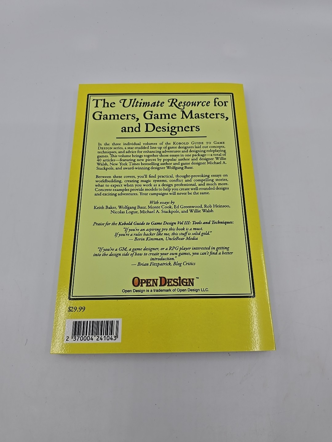 Kobold Guide to Game Design Complete Fantasy RPG Open Design