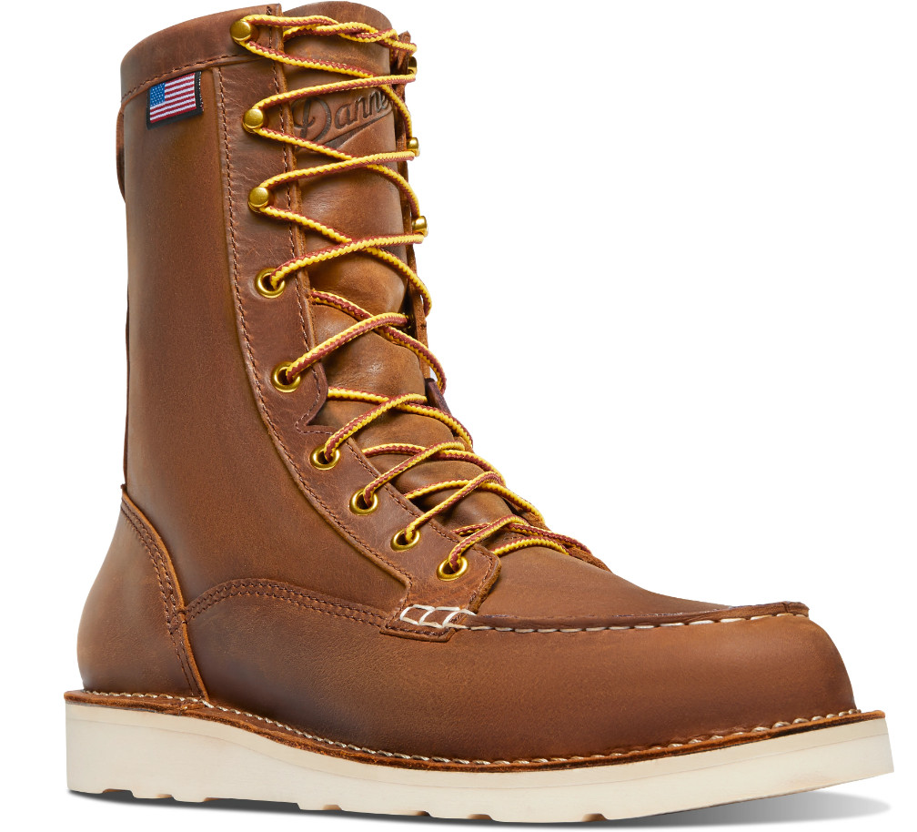 DANNER Men's Bull Run Moc Toe 8" Tobacco Steel Toe Style 15542, Free Shipping