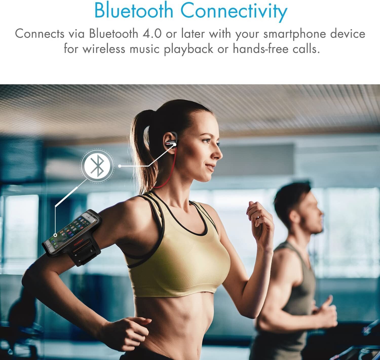 Tenergy T20 Wireless Bluetooth Earphones IPX7 Earbuds Headphone & Bonus Armband