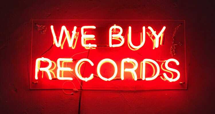 New We Buy Records Open Acrylic 20"x10" Neon Light Sign Lamp Wall Real Glass