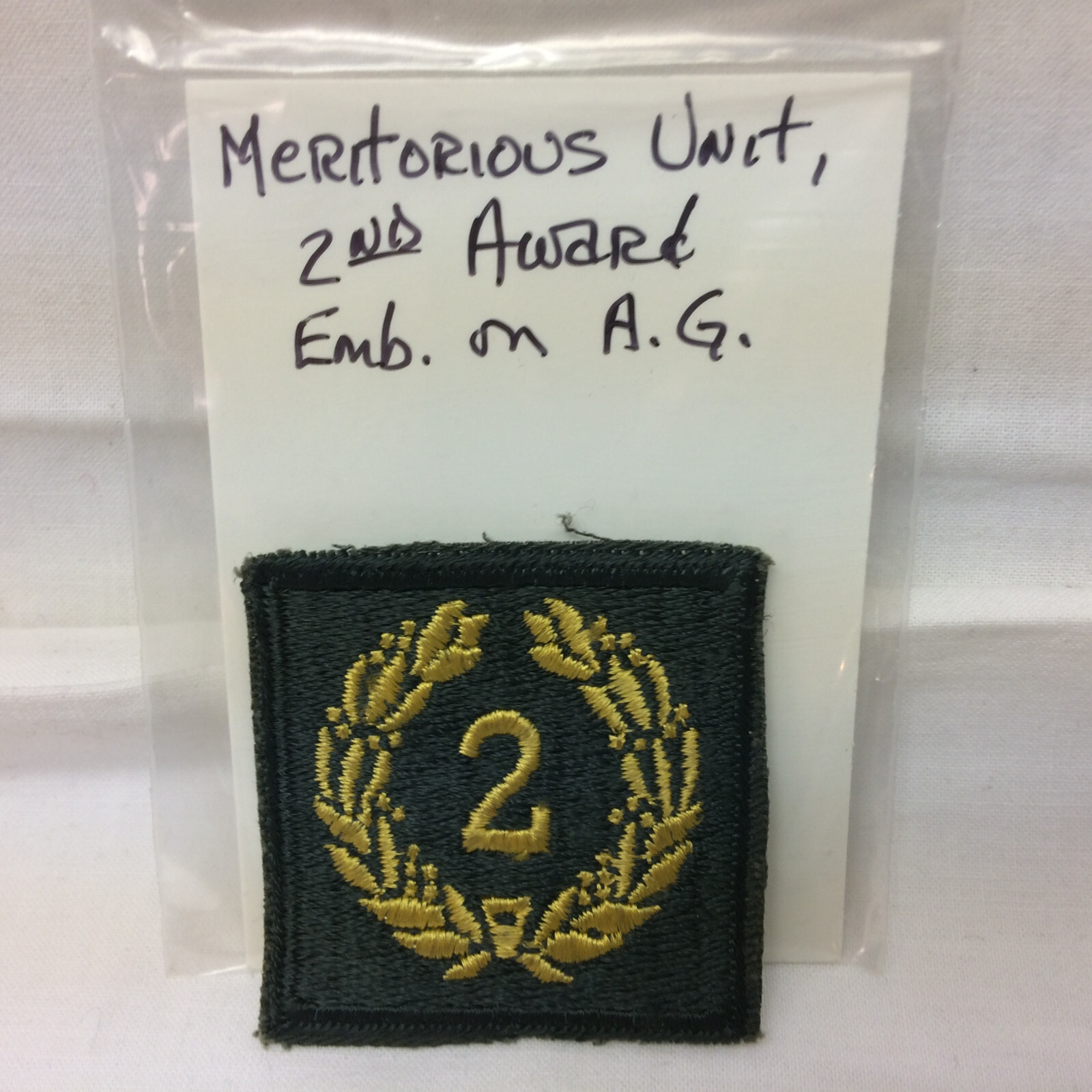 Vintage Military Patch Army Meritorious Unit Award 2 Olive Variant 2nd