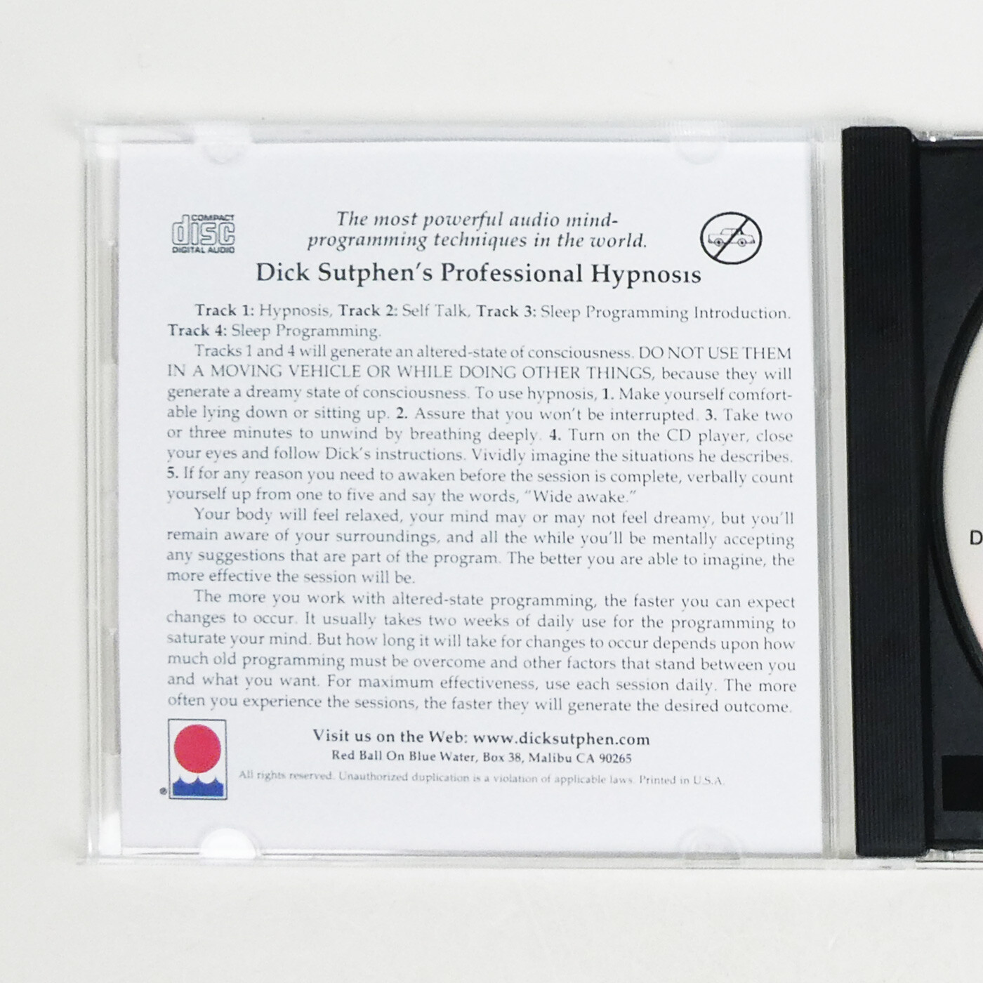 GET BY ON ONLY 6 HOURS OF SLEEP Self Hypnosis CD Dick Sutphen How To Deep Rest