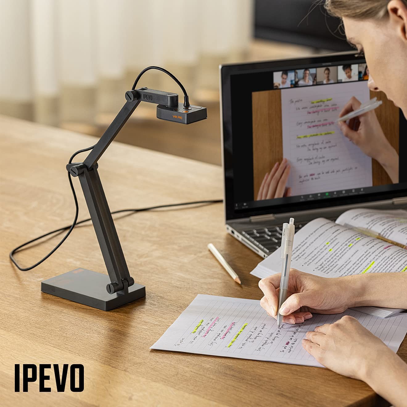 Ultra HD USB Document Camera with AI Mic for Classroom, Teaching, Streaming
