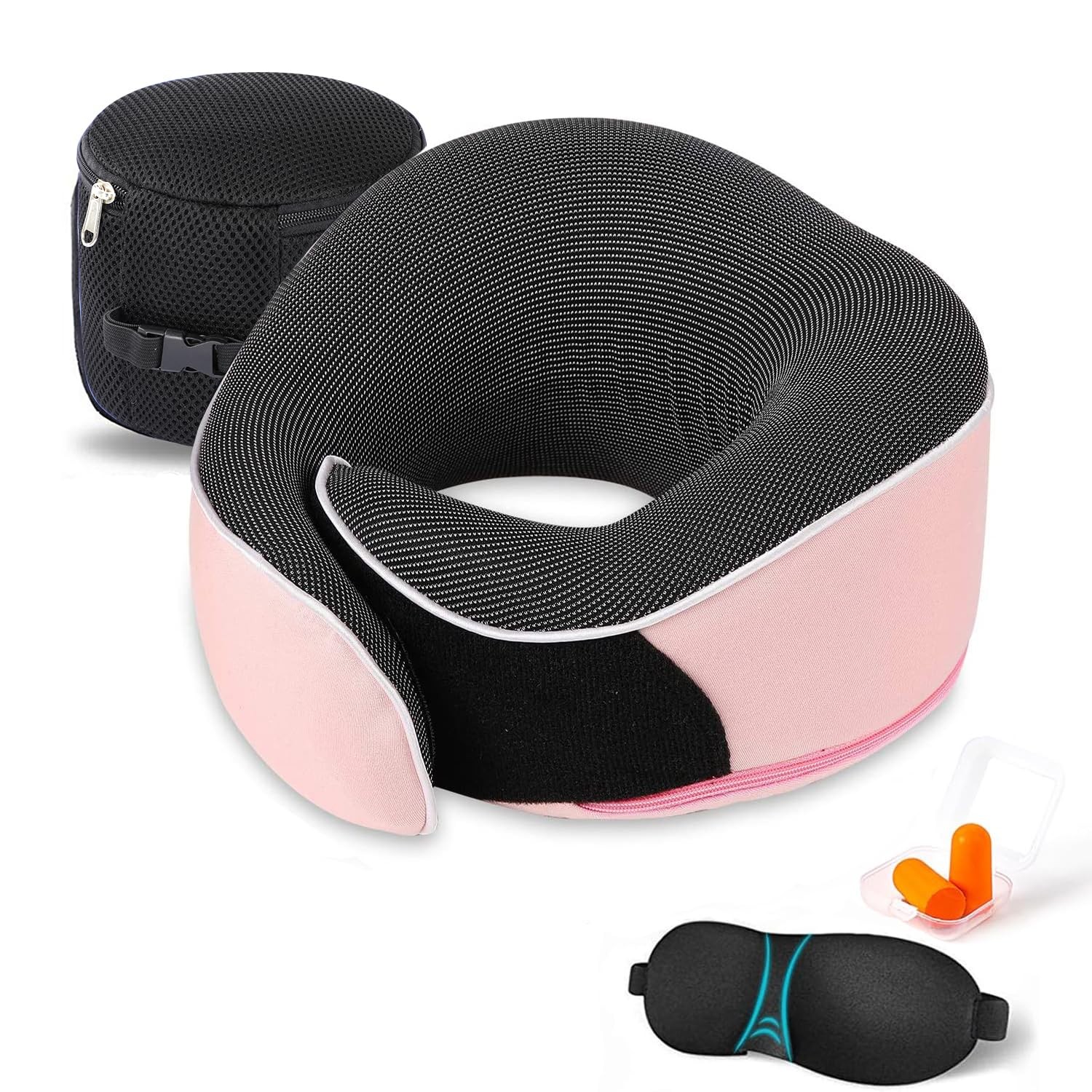 UBEUONLY Travel Neck Pillow Chin Support Adjustable 100% Pure Pink