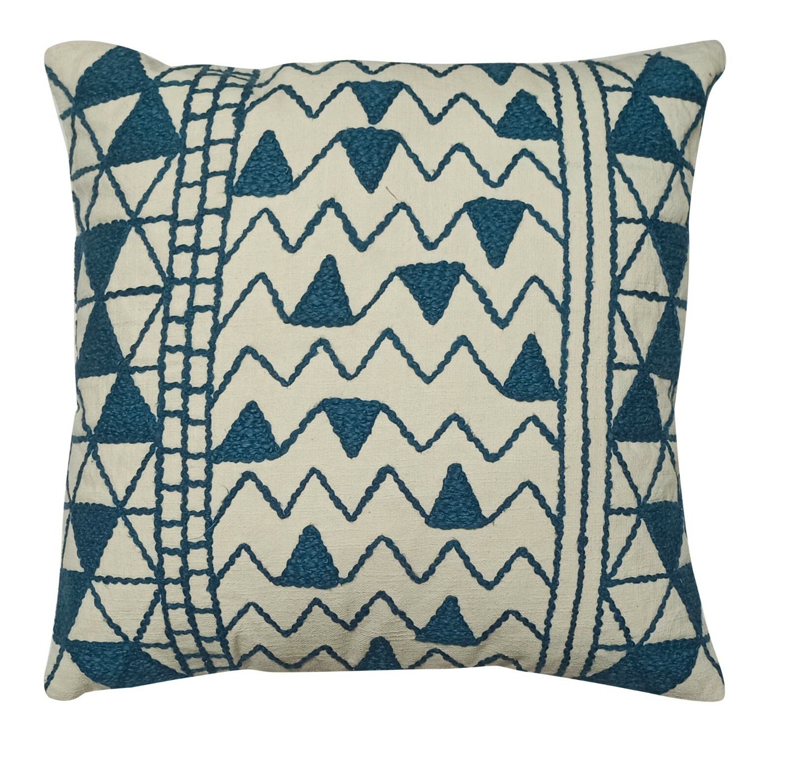 GEO ABSTRACT HAND GUIDED EMBROIDERED COTTON CUSHION COVER