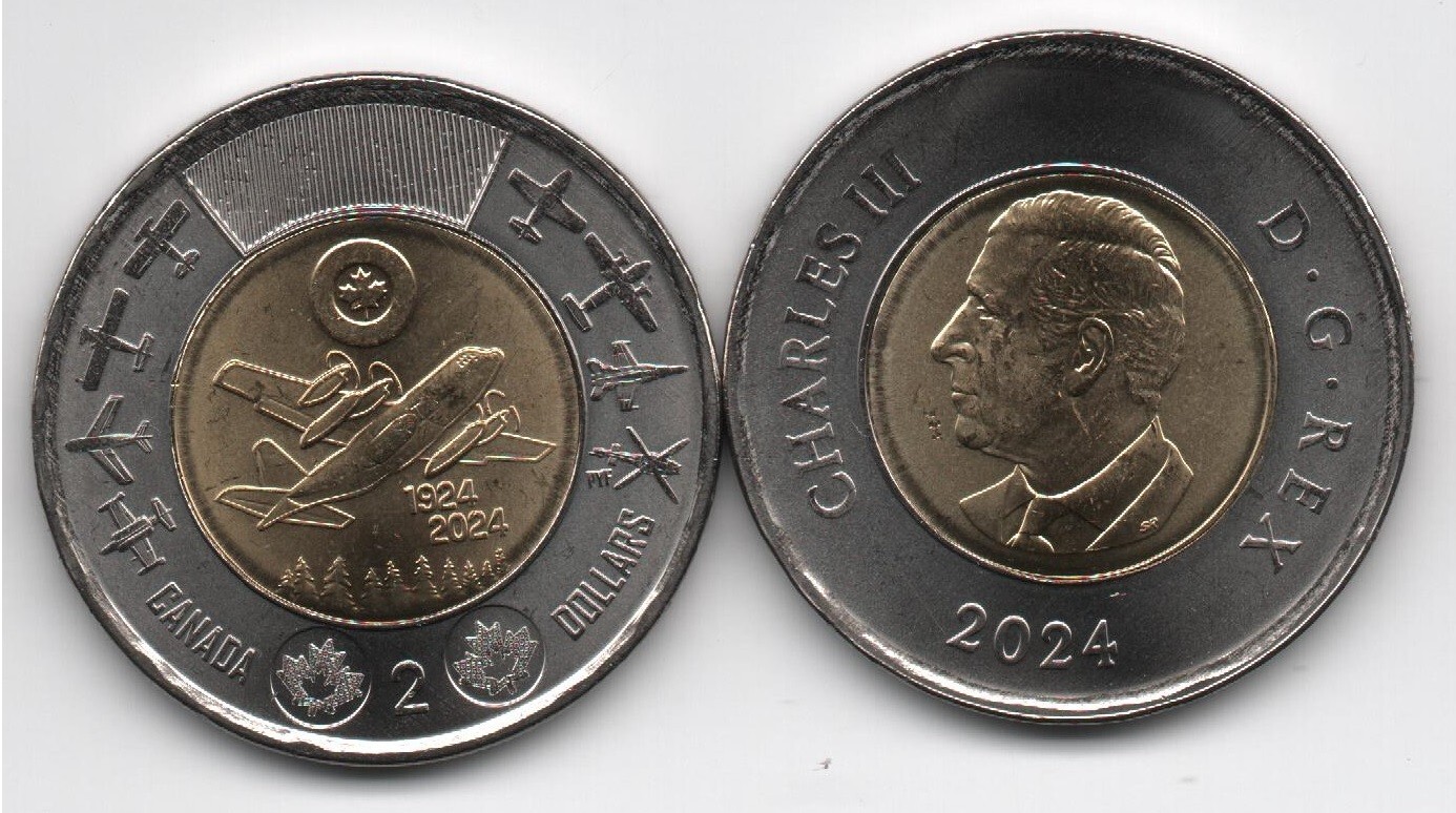 Canada 2 Dollars 2024 UNC 100th Anniversary of Royal Canadian Air Force no color