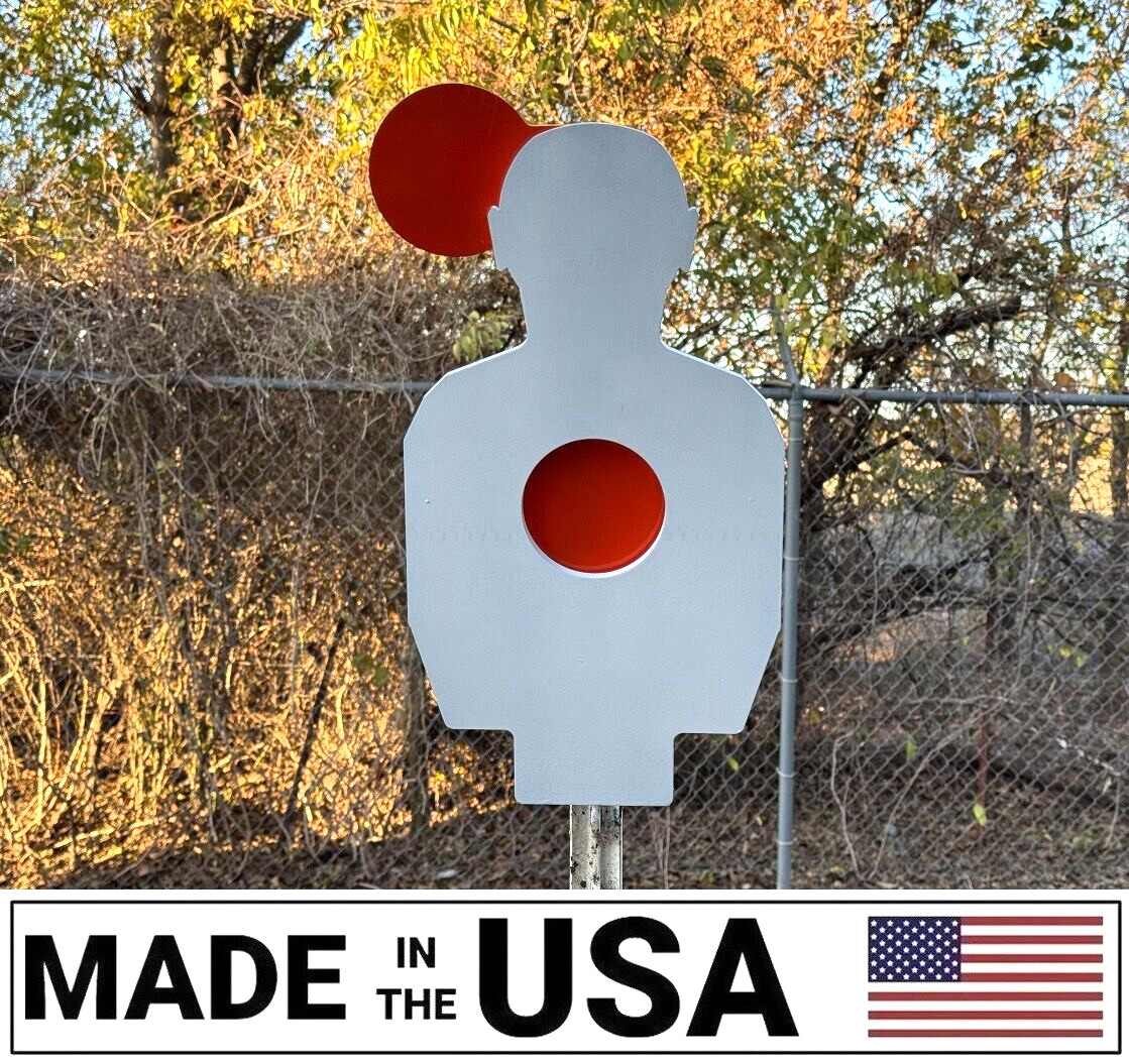 [SR] 3/8" Steel Hostage Reactive Bullseye Target 9.5"x17" Torso 4" Swivel Paddle