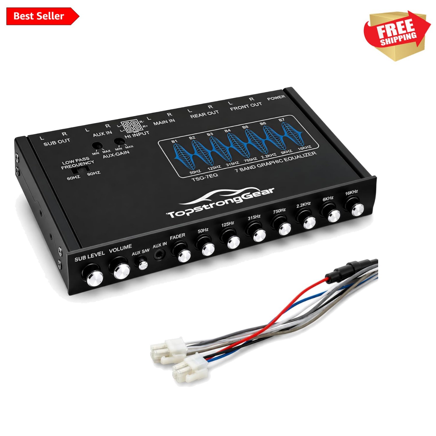 Precision 6-Channel Car Audio Equalizer with 8V RCA Output & Built-in Protection