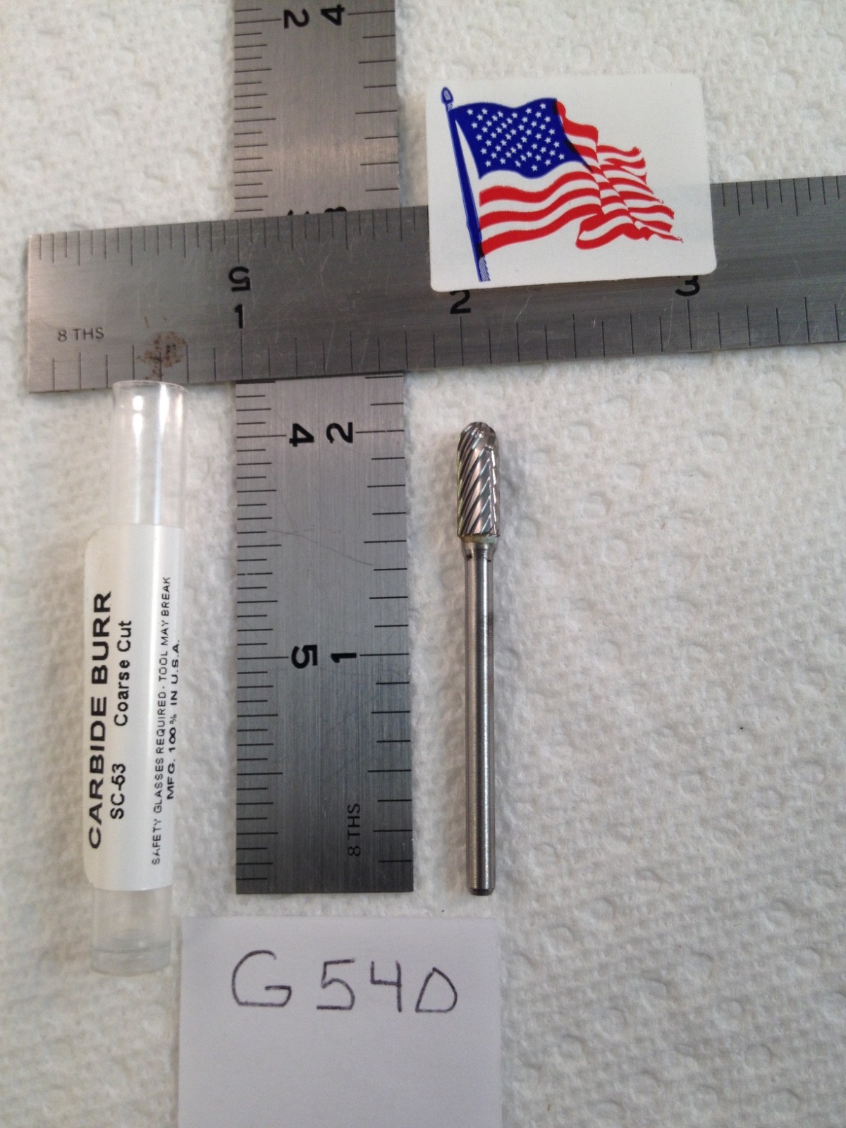 1 NEW FALCON / SGS 1/8" SH CARBIDE BURR. SC-53 (3/16" HEAD) COARSE CUT (G540)
