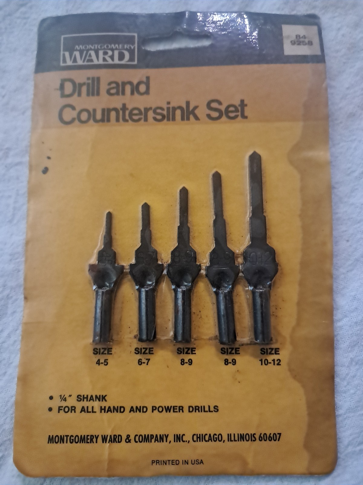Montgomery Ward VTG Drill And Countersink Set NOS NIP 1/4" Shank For All Drills