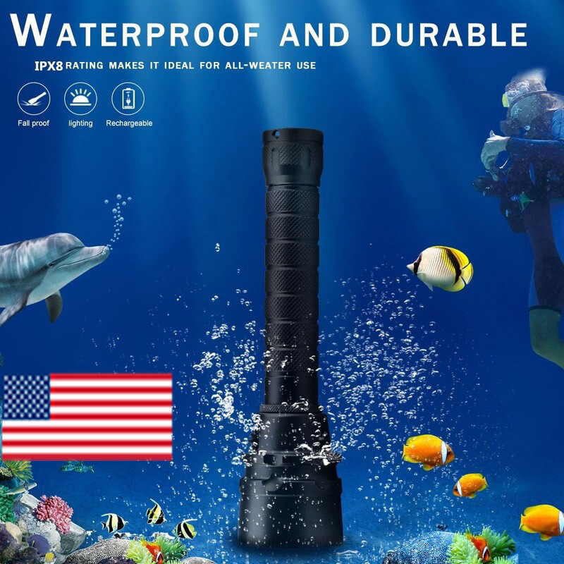 Professional LED Diving Flashlight Spearfishing Light Scuba Underwater Lantern