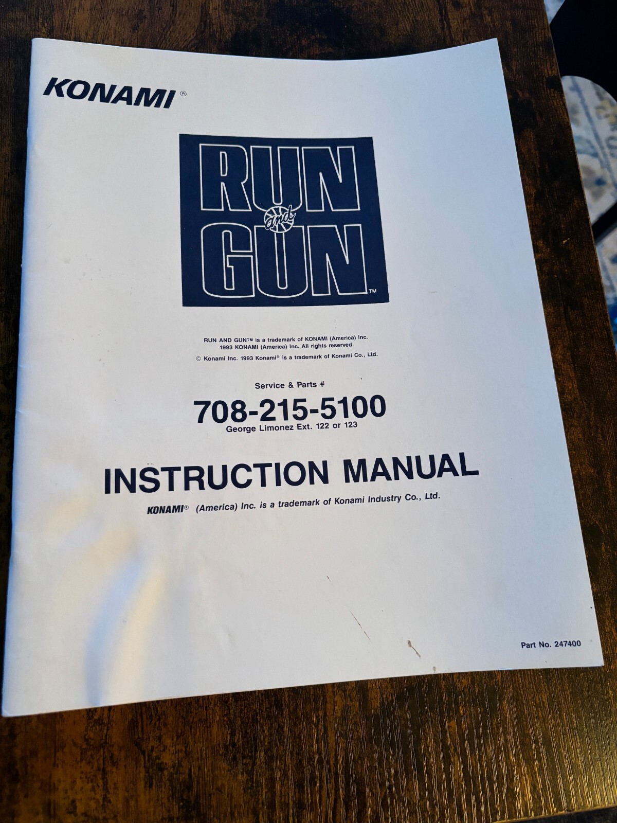 ORIGINAL KONAMI RUN AND GUN INSTRUCTION MANUAL