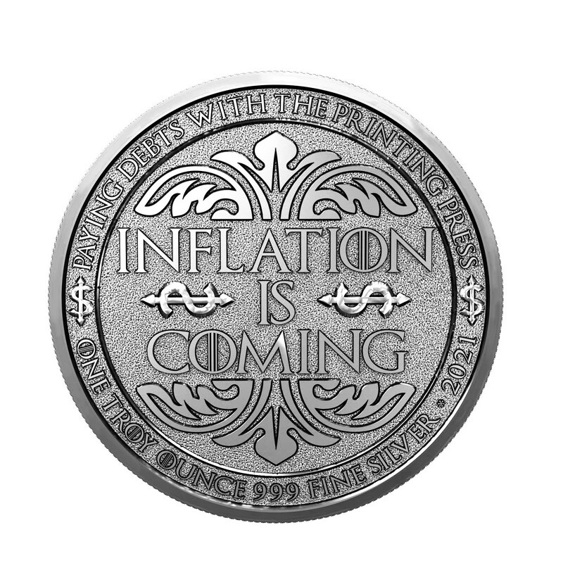 2021 1 Oz. Silver - Inflation Is Coming "Unleash the Beast" - .999 Silver Coin!