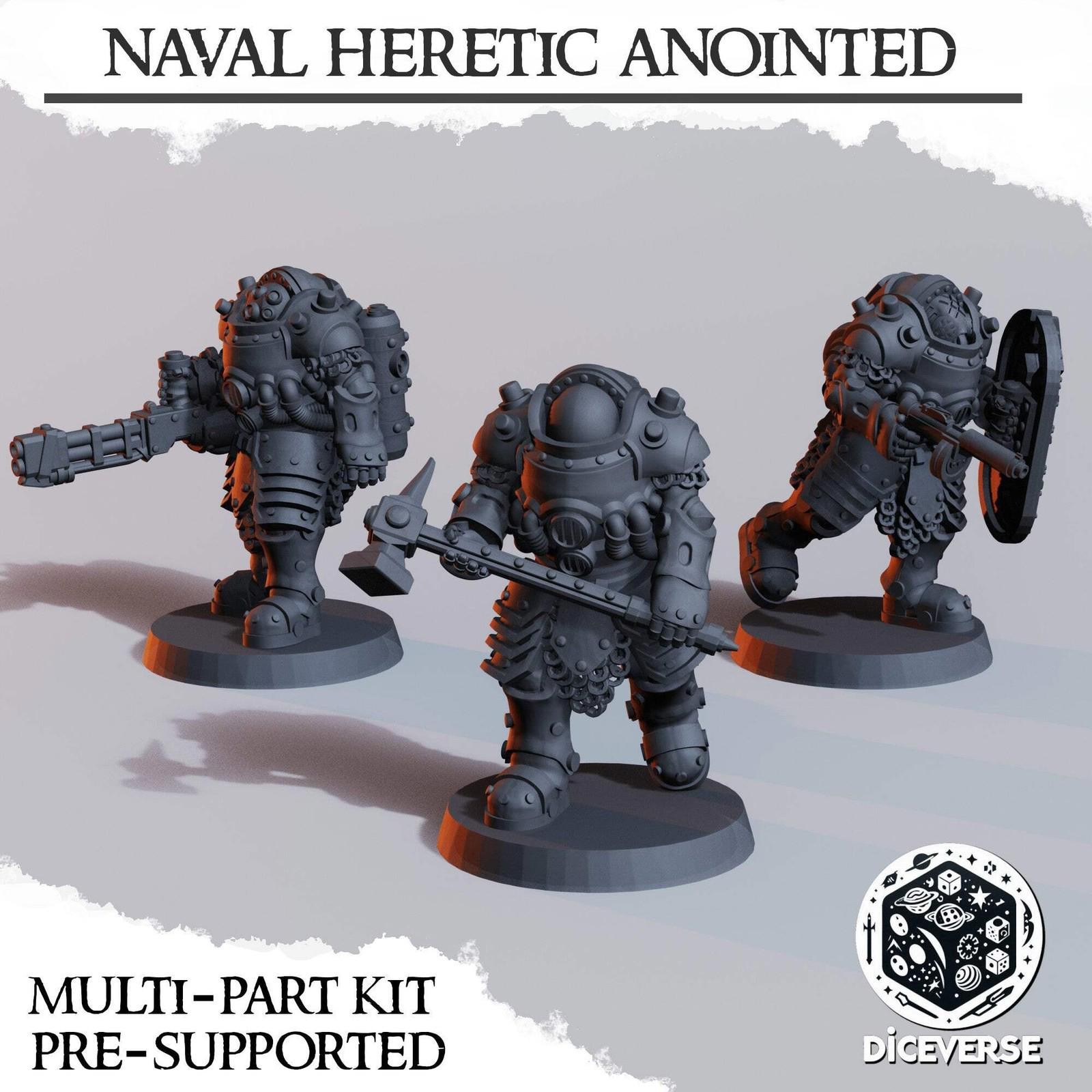 Naval Heretic Anointed Trench Miniatures Grimdark Diceverse Resin 32mm Set