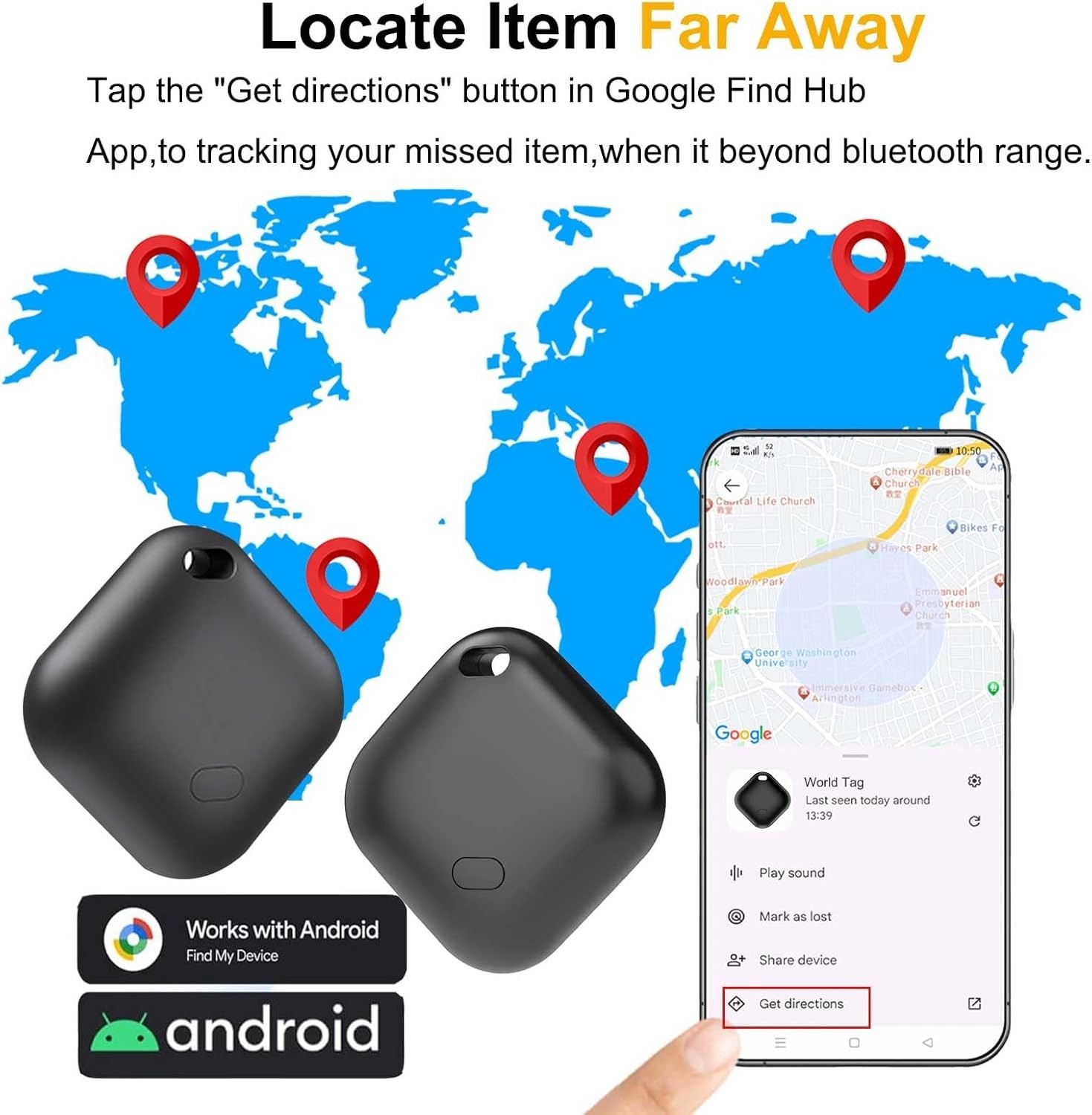 Air Tag for Android, Waterproof Android Tracker with One- Battery LifeReplace...