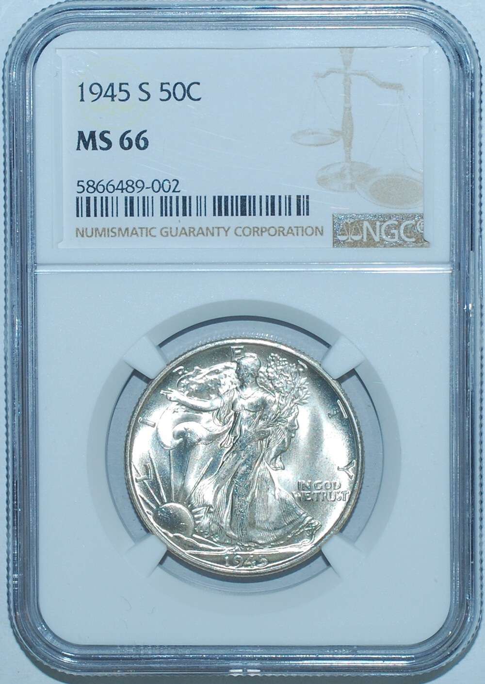 1945 S NGC MS66 Walking Liberty Half Dollar