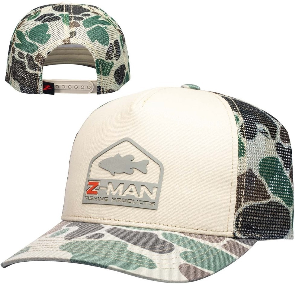 Z-Man Camo Bass Trucker Hat - Old School Khaki/Camo