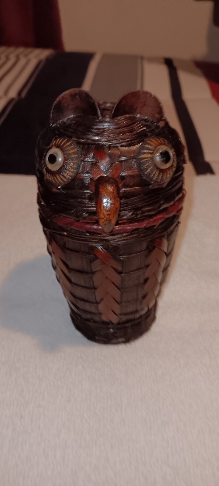 Vintage Owl Nesting Wicker Ratan Baskets LARGE Decor Set
