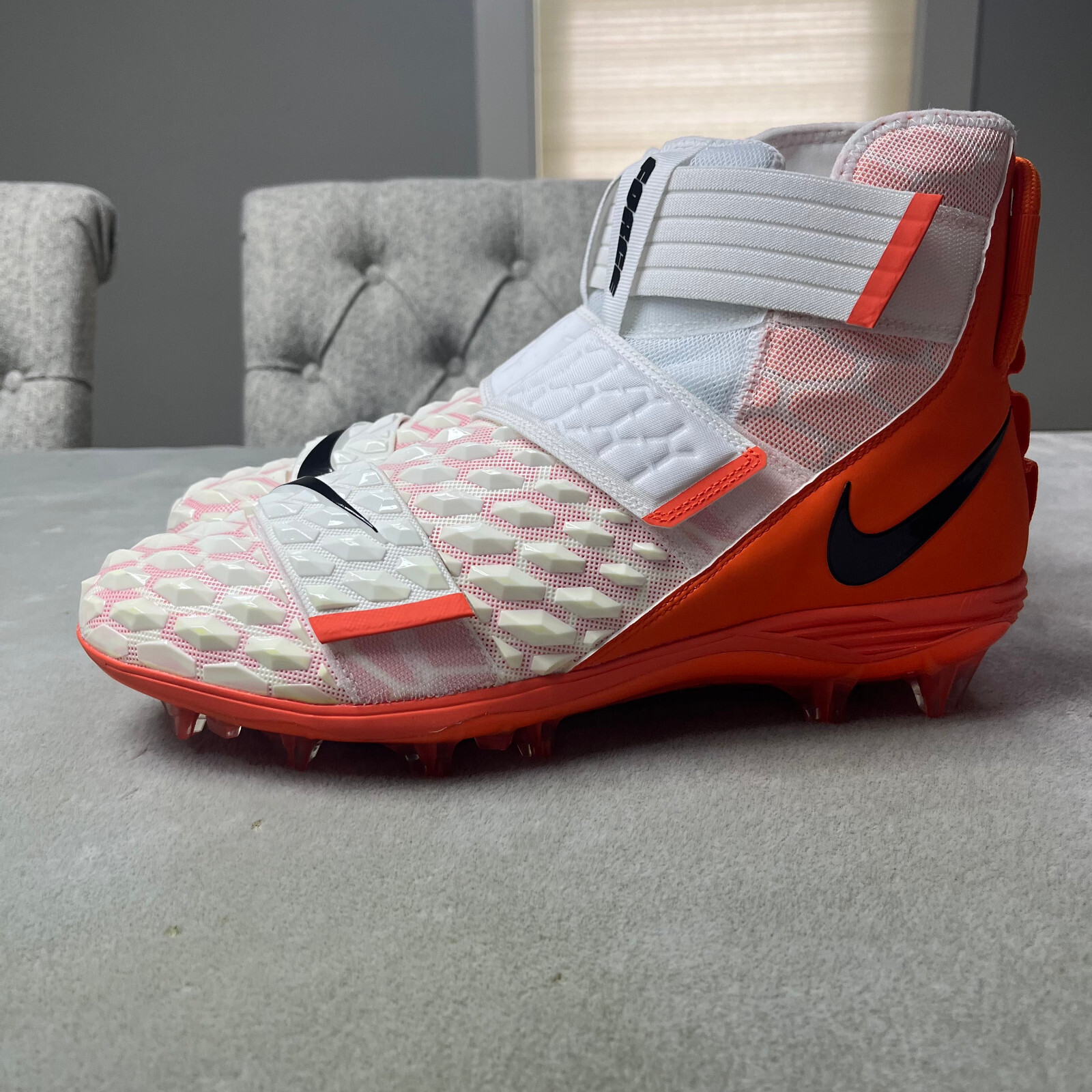 Nike Force Savage Elite 2 'White Brilliant Orange' Football Cleats Men's Size 14